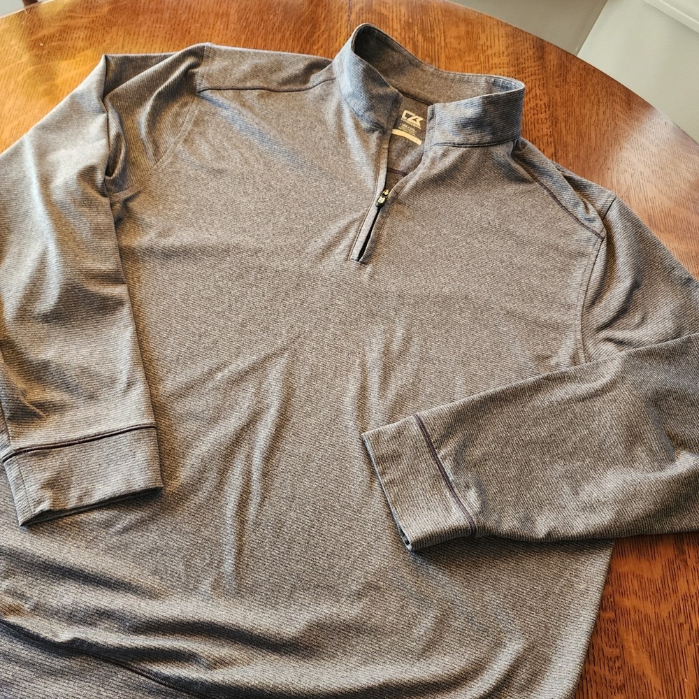 Cutter & Buck Blue DryTec 50 UPF Quarter Zip Pullover Size 1XB Gray Cool Nights